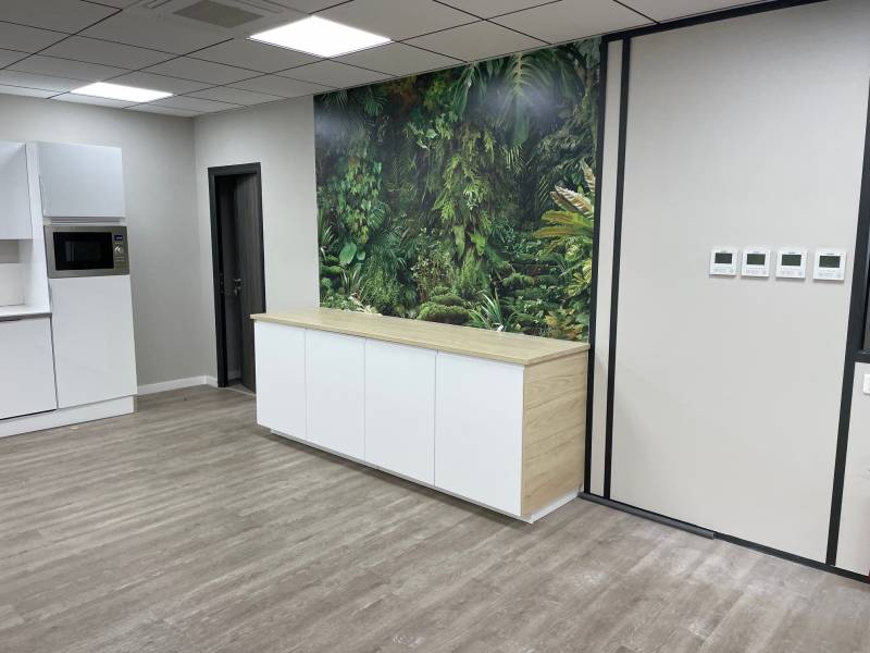 Pose de papier peint et de meuble cuisine au sein du entreprise proche de Montpellier